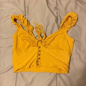 Yellow Off the Shoulder Crop Top